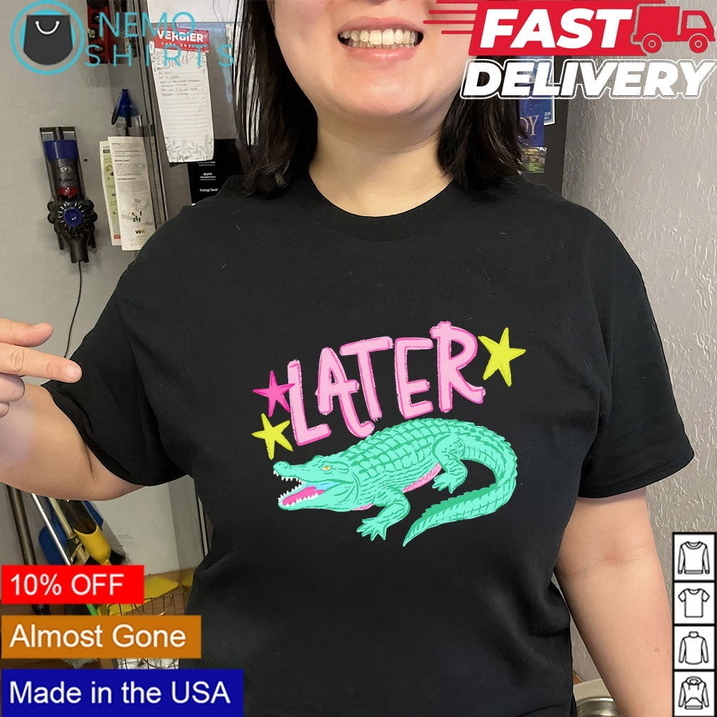 Later Alligator Crocodile stars graphic shirt