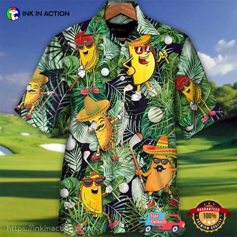 Let’s Partee Taco Playing Golf Funny Hawaiian Shirt