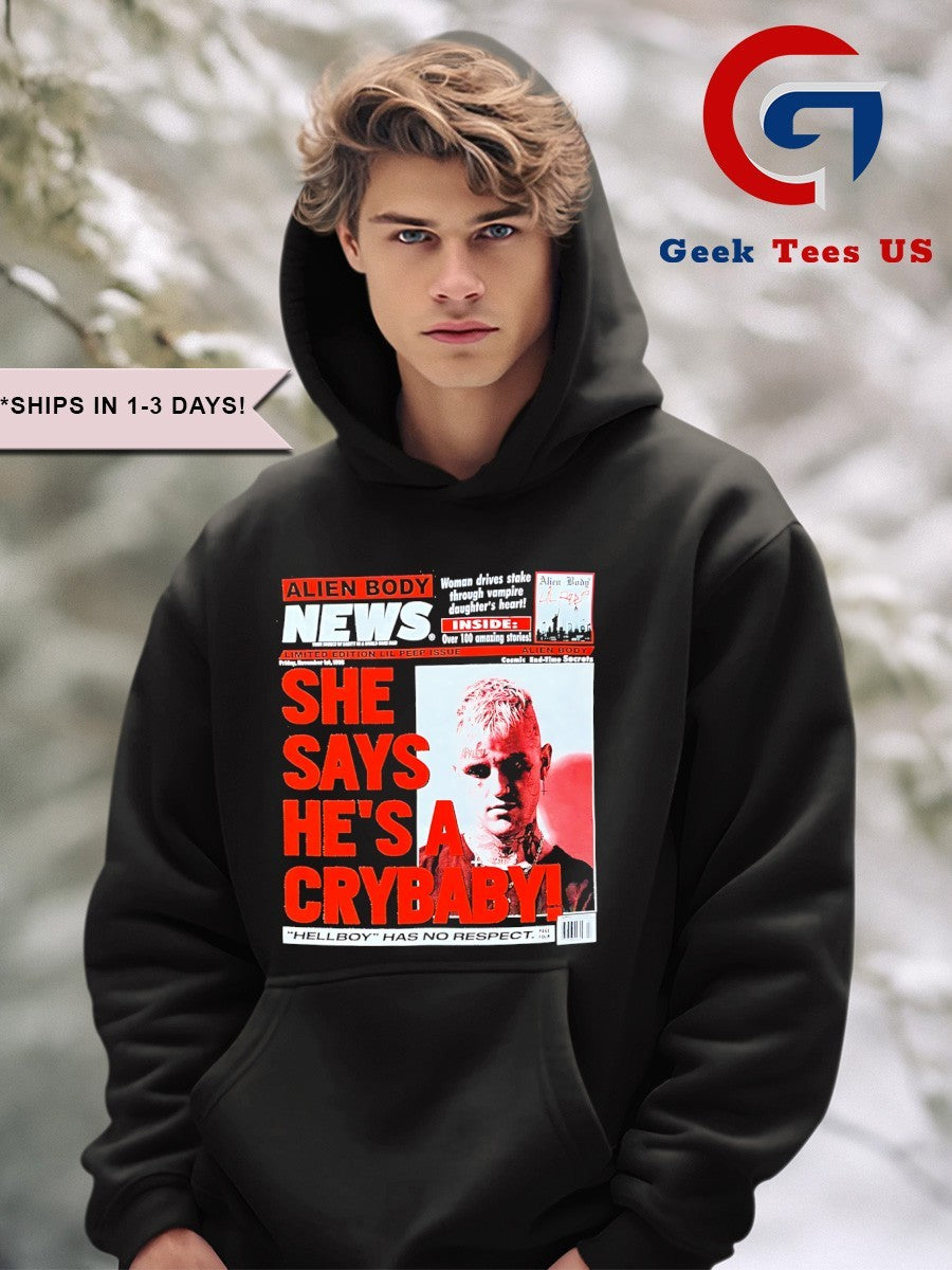 Lil Peep She says He’s a crybaby Alien Body News shirt