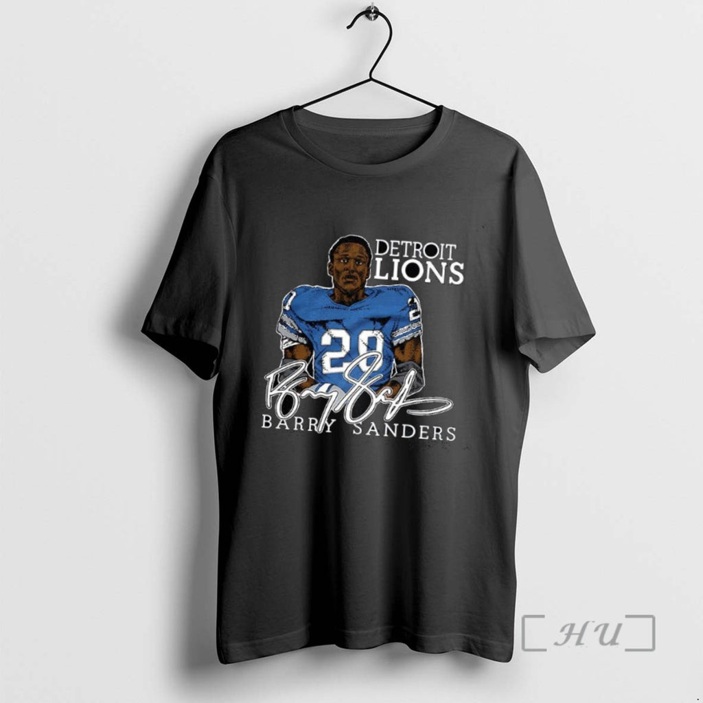 Limited Edition Barry Sanders Detroit Lions Football Retired Player Classic Caricature Signature T Shirts Sweater