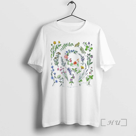 Limited Edition Beneficial Herbs Floral Graphic Mens White Tee