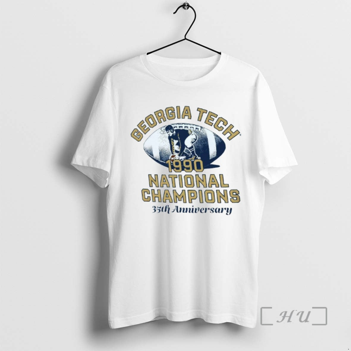 Limited Edition Georgia Tech Yellow Jackets 1990 National Champions 35th Anniversary Mens White Tee