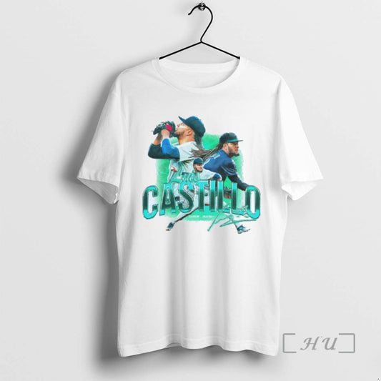 Limited Edition Luis Castillo Seattle Mariners Mlb Player Signature Graphic Mens White Tee T Shirts