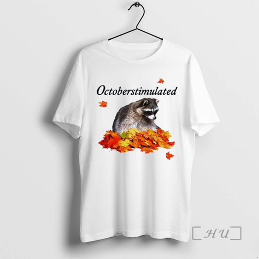 Limited Edition Octoberstimulated October Stimulated Raccoon Mens White Tee