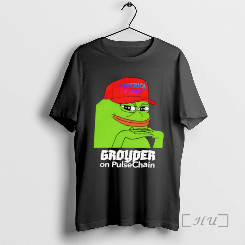 Limited Edition Pepe Frog Meme America First Grouder On Pulsechain