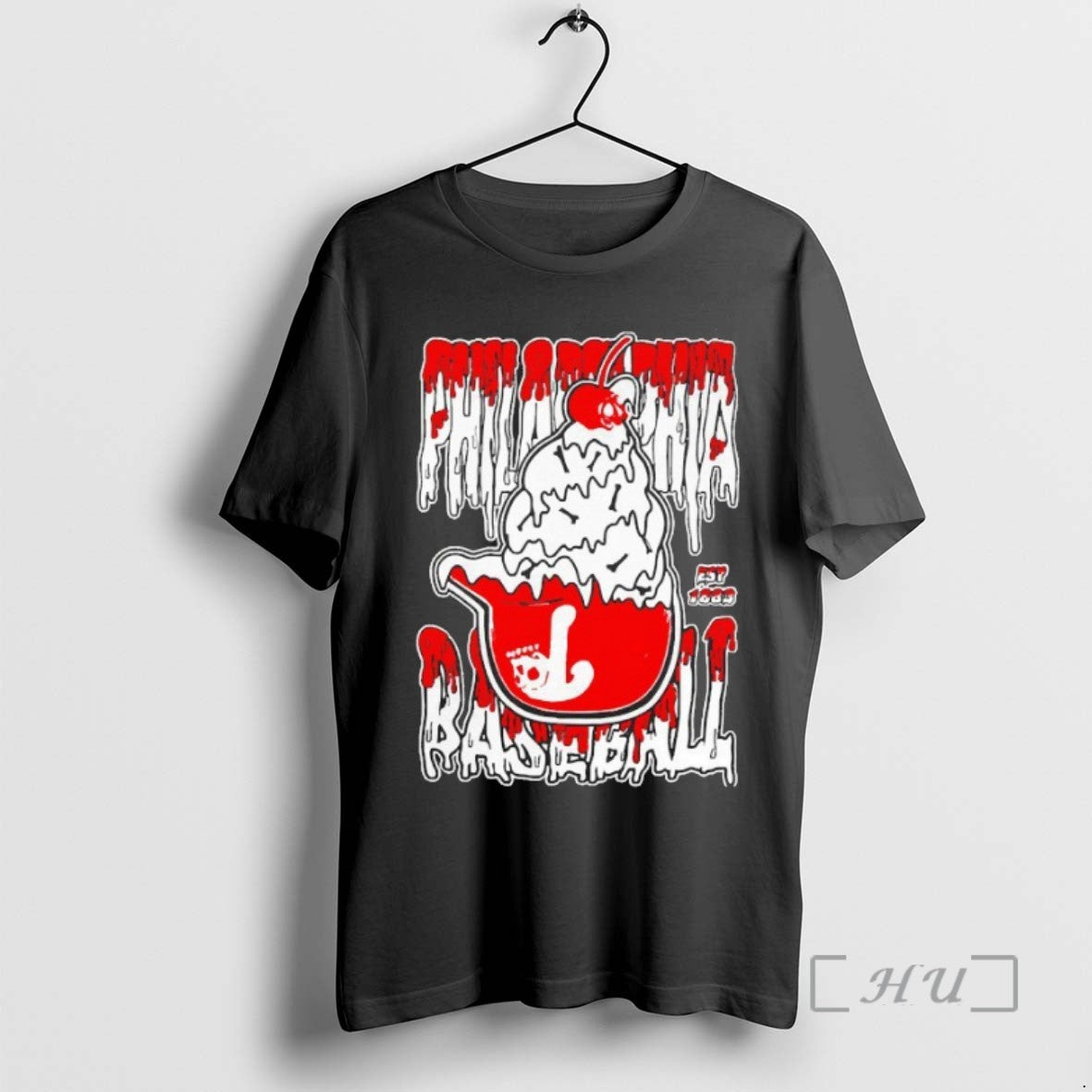 Limited Edition Philadelphia Phillies Baseball Ice Cream Helmet Skull Est 1883 Blackshirt T Shirts Sweater