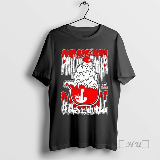 Limited Edition Philadelphia Phillies Baseball Ice Cream Helmet Skull Est 1883 Blackshirt T Shirts Sweater