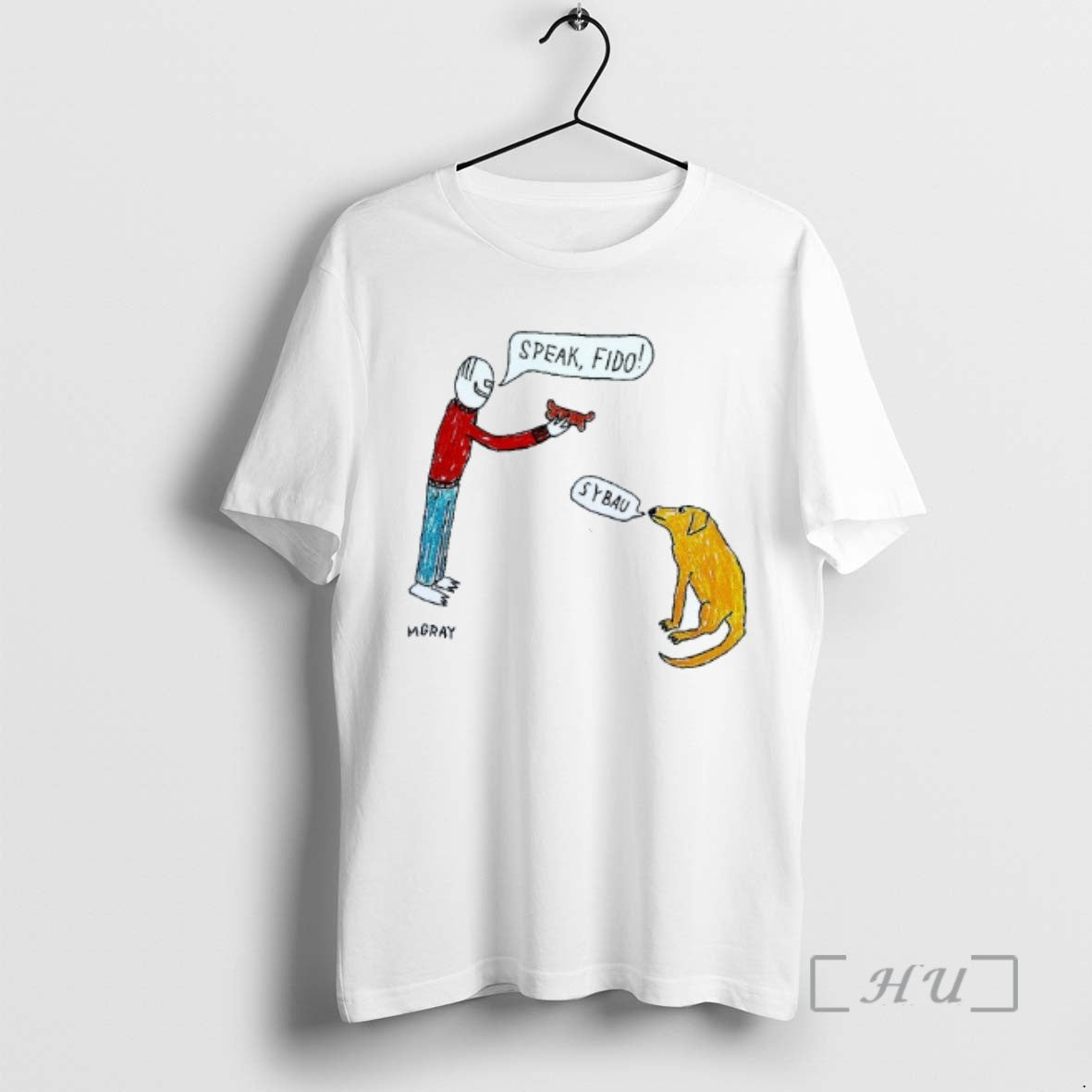 Limited Edition Speak Fido Sybau Dog Cartoon Mens White Tee