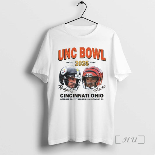 Limited Edition Unc Bow Aaron Rodgers Pittsburgh And Joe Flacco Cincinnati 2025 Mens White Tee