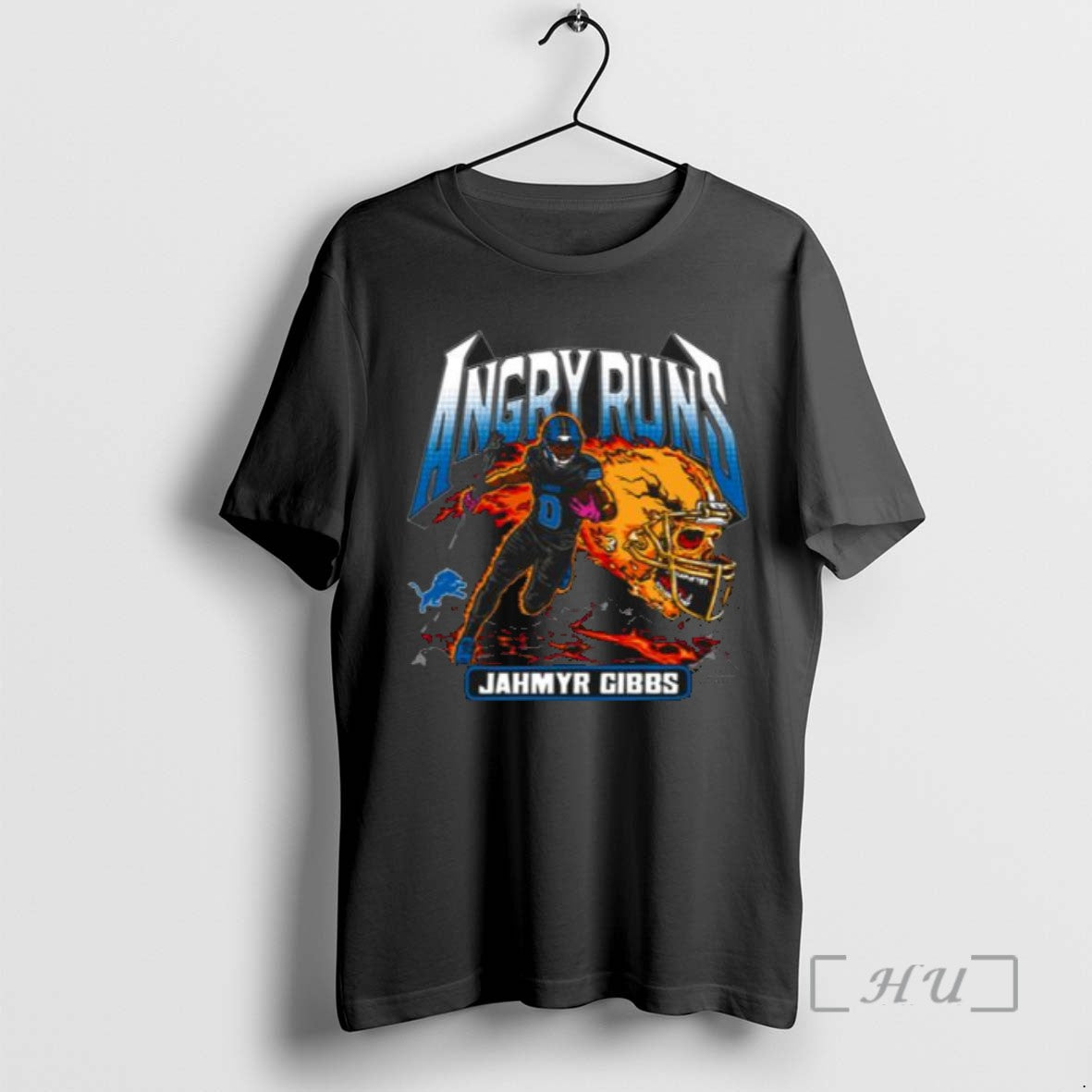 Limited Edition Homage Jahmyr Gibbs Charcoal Detroit Lions Angry Runs Tri Blend Men T Shirts
