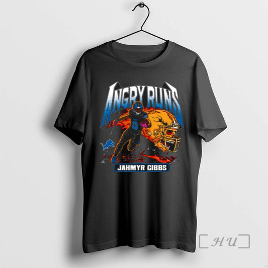 Limited Edition Homage Jahmyr Gibbs Charcoal Detroit Lions Angry Runs Tri Blend Men T Shirts
