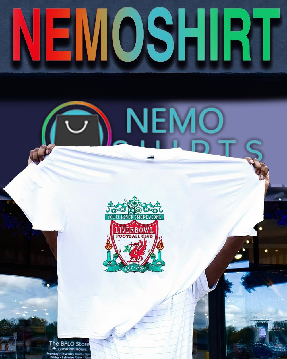 Liverpool F.C. you’ll never smoke alone est 1892 cartoon shirt