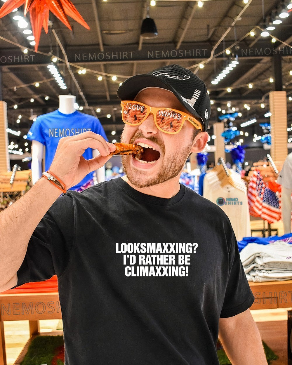 Looksmaxxing I’d rather be climaxxing text shirt