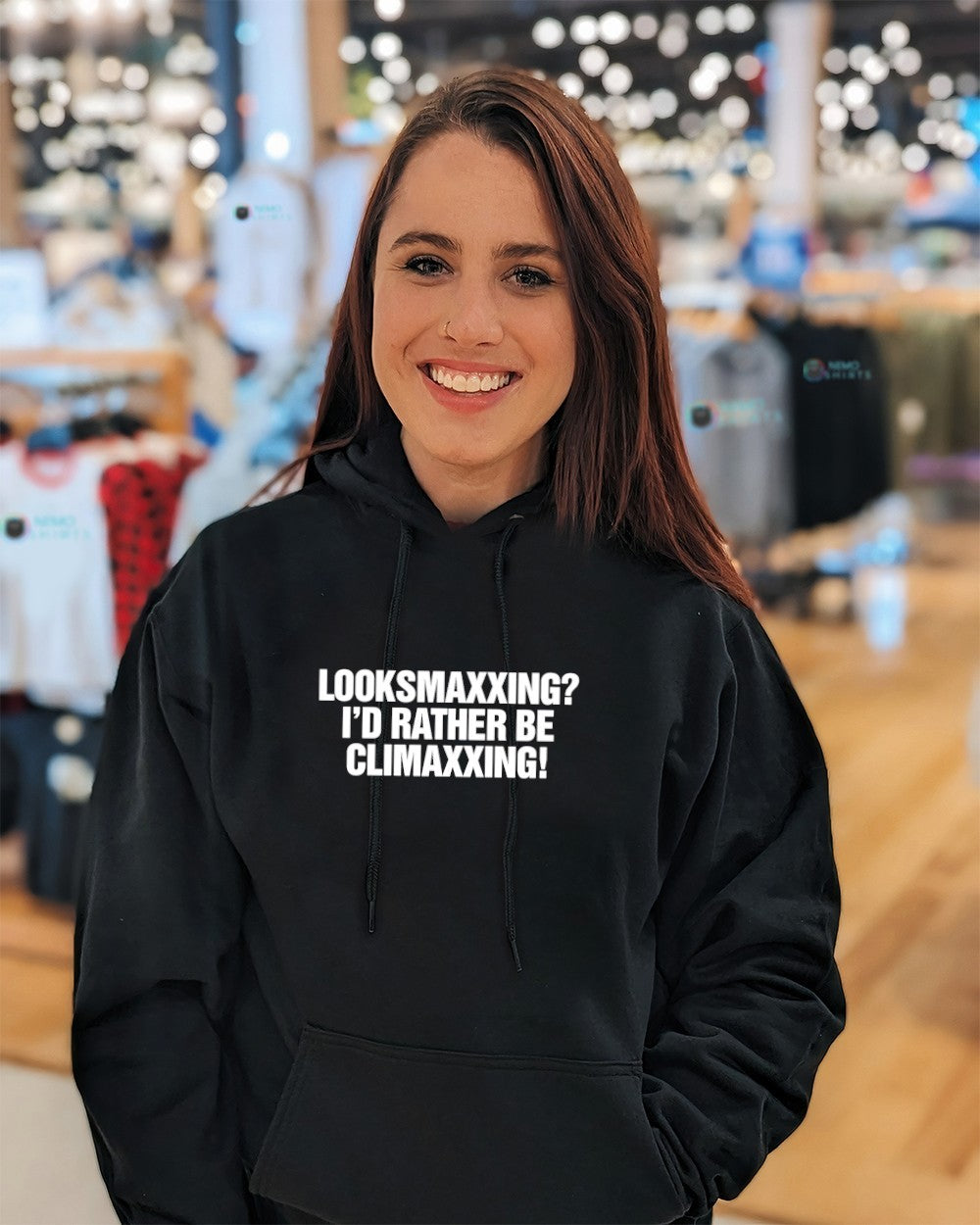 Looksmaxxing I’d rather be climaxxing text shirt