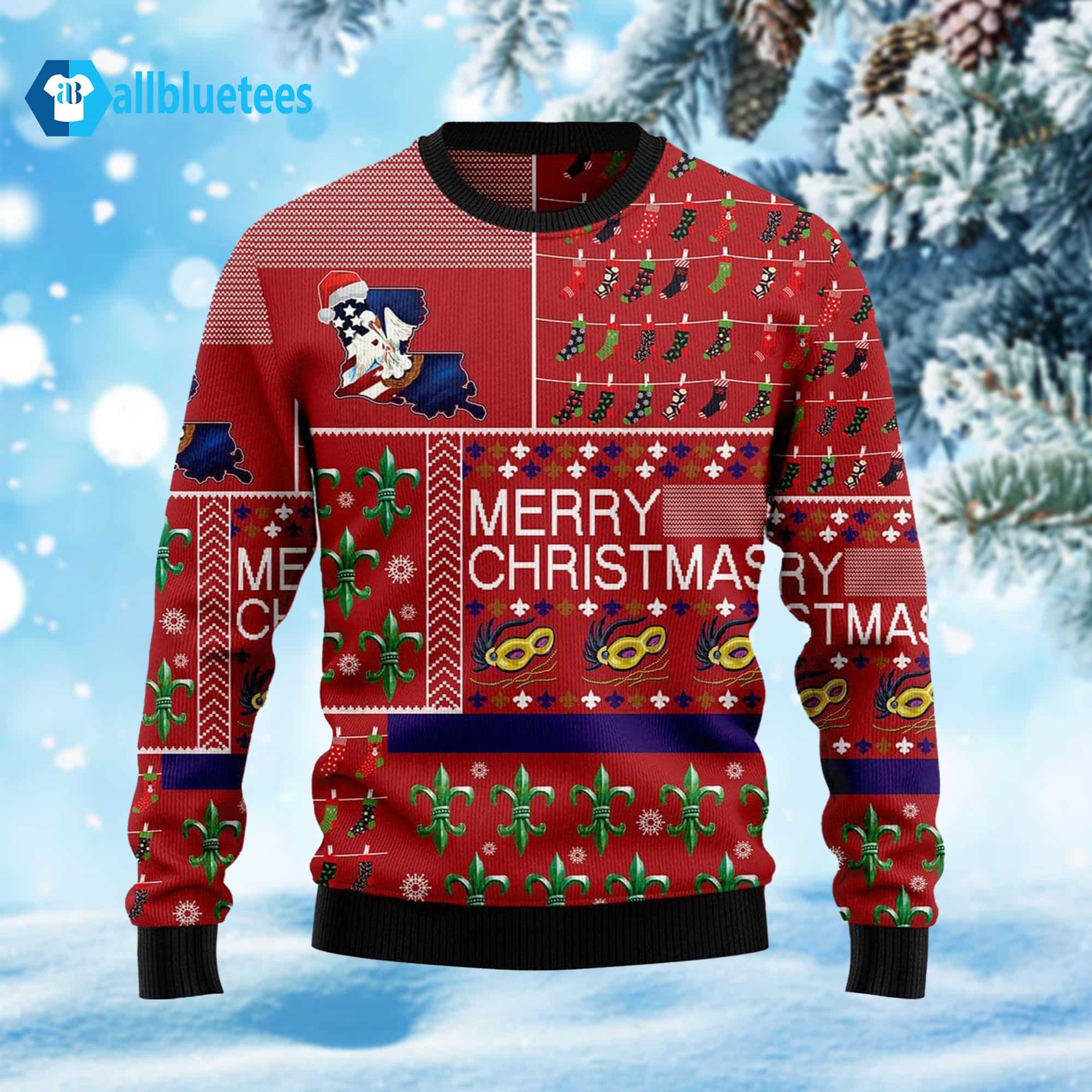 Louisiana Merry Christmas Ugly Christmas Sweater