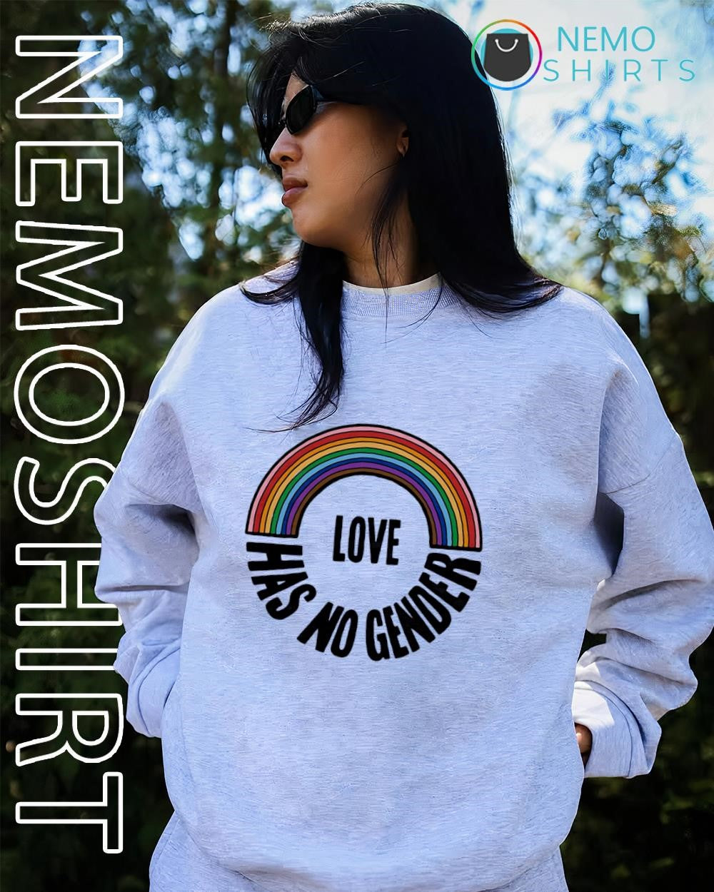 Love has no gender LGBT rainbow heart logo shirt