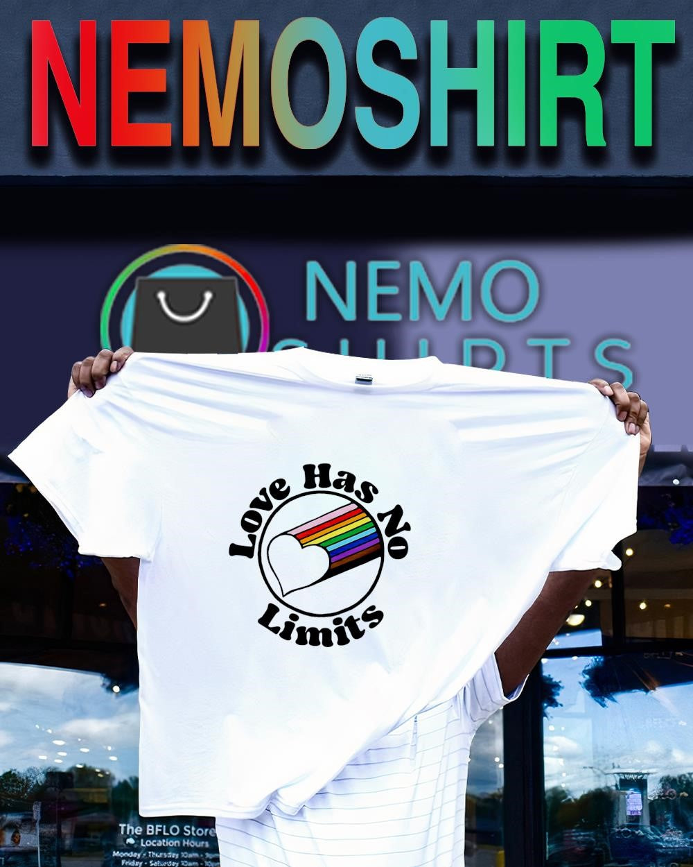 Love has no limits LGBT rainbow heart logo shirt