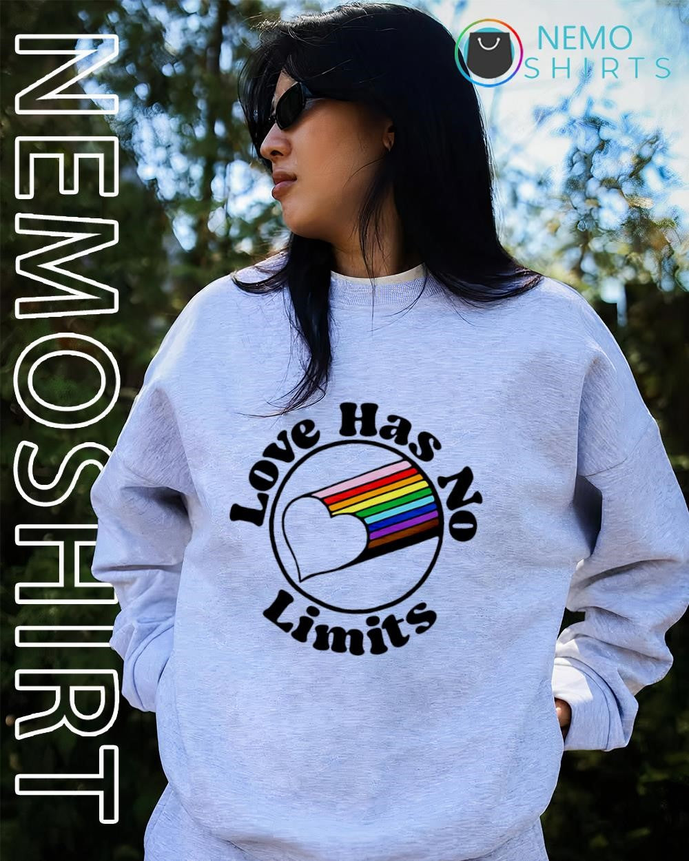 Love has no limits LGBT rainbow heart logo shirt