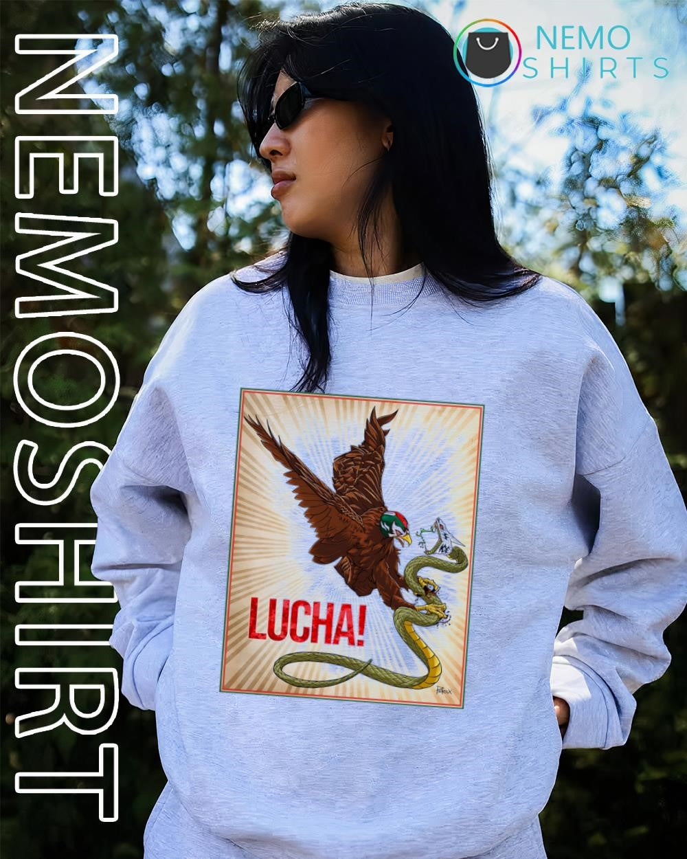 Luchando Mexican eagle mask holding snake shirt