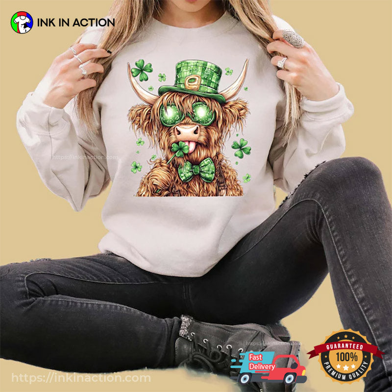 Lucky Highland Cow Saint Patrick’s Day T-shirt
