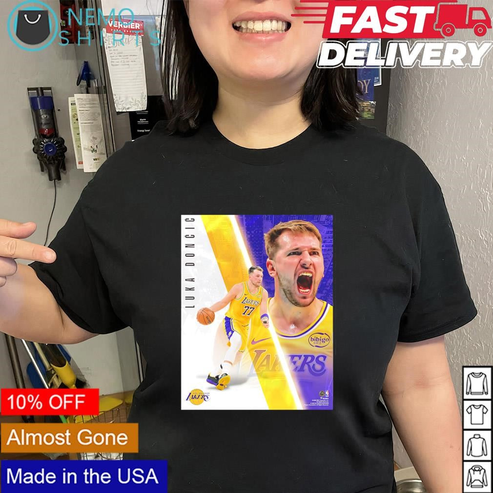 Luka Doncic 77 Los Angeles Lakers radiance collage shirt