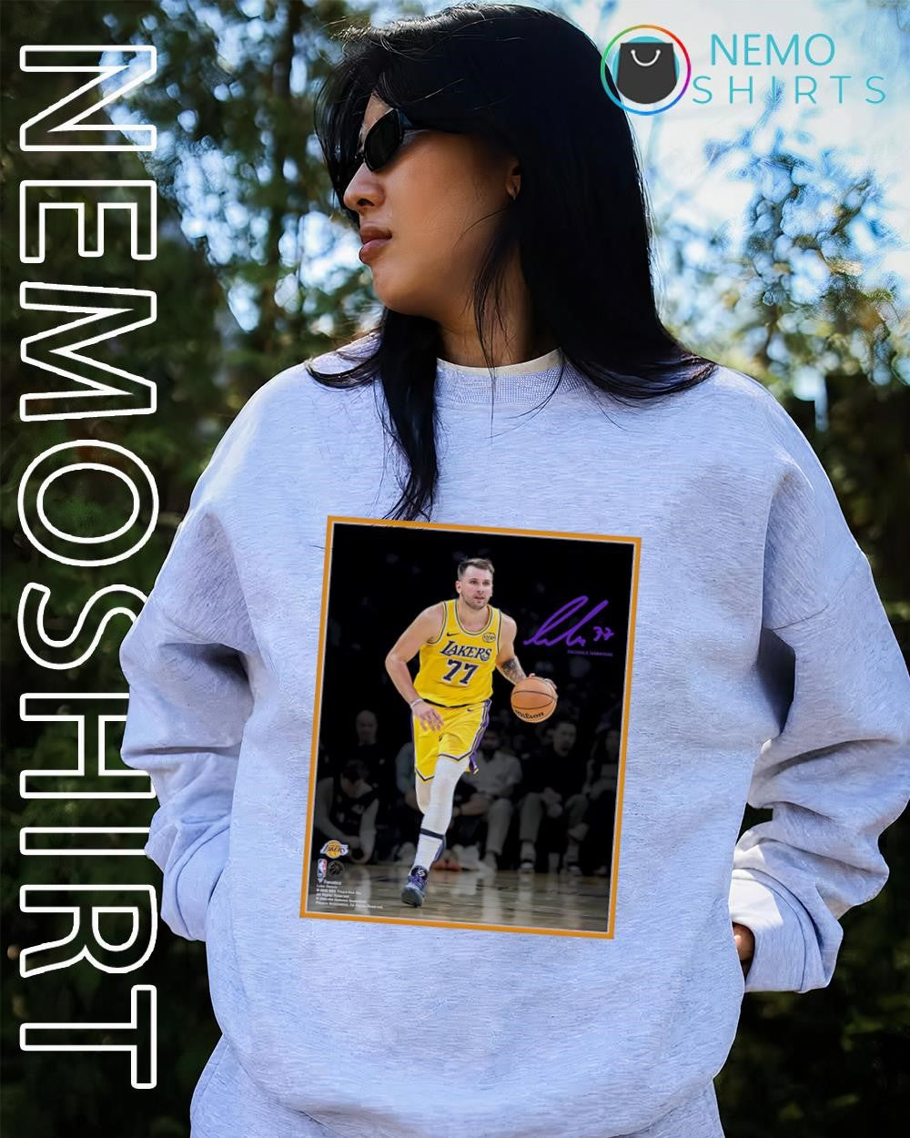 Luka Doncic Los Angeles Lakers spotlight photograph signature shirt