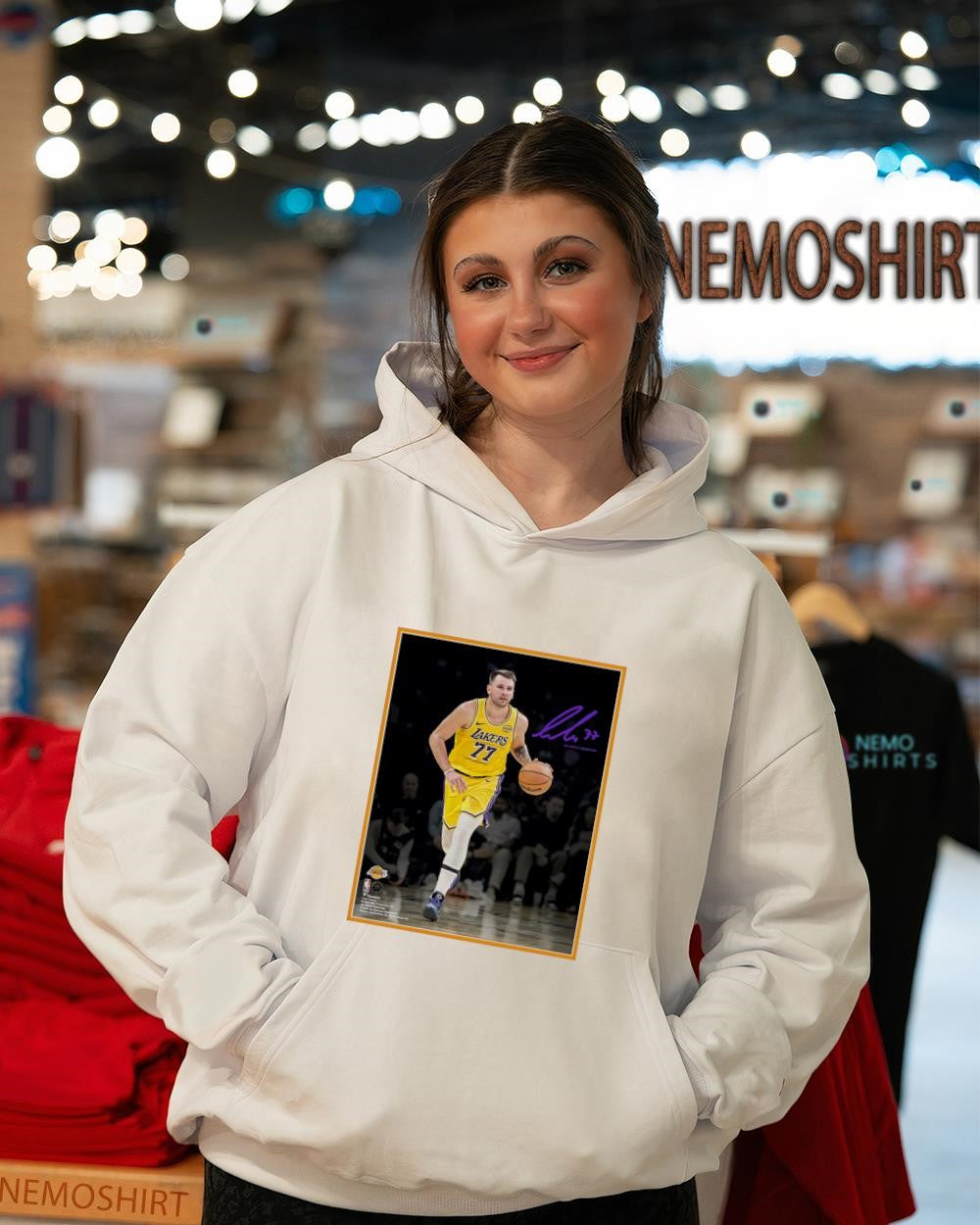 Luka Doncic Los Angeles Lakers spotlight photograph signature shirt