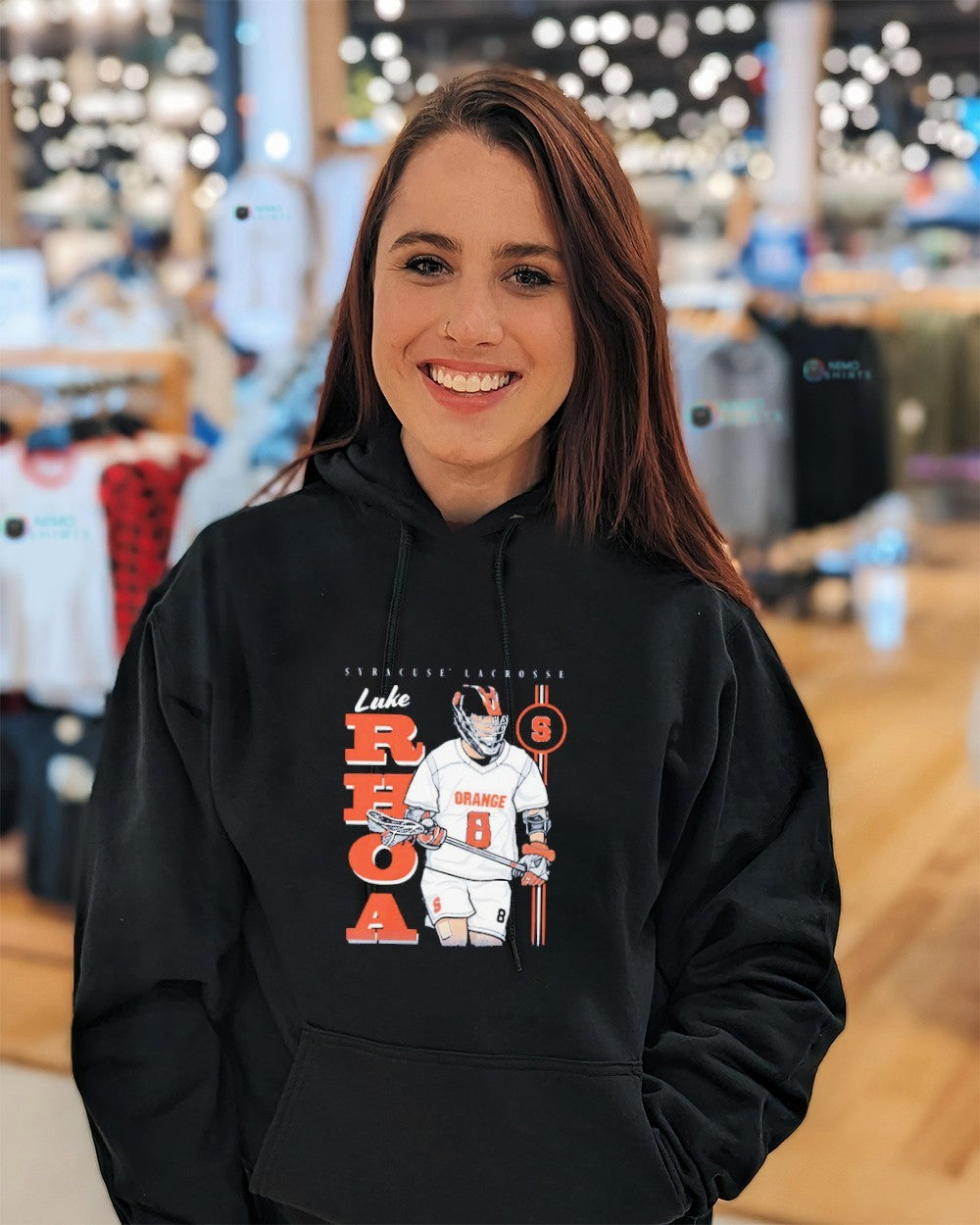 Luke Rhoa Syracuse Orange lacrosse player cartoon shirt