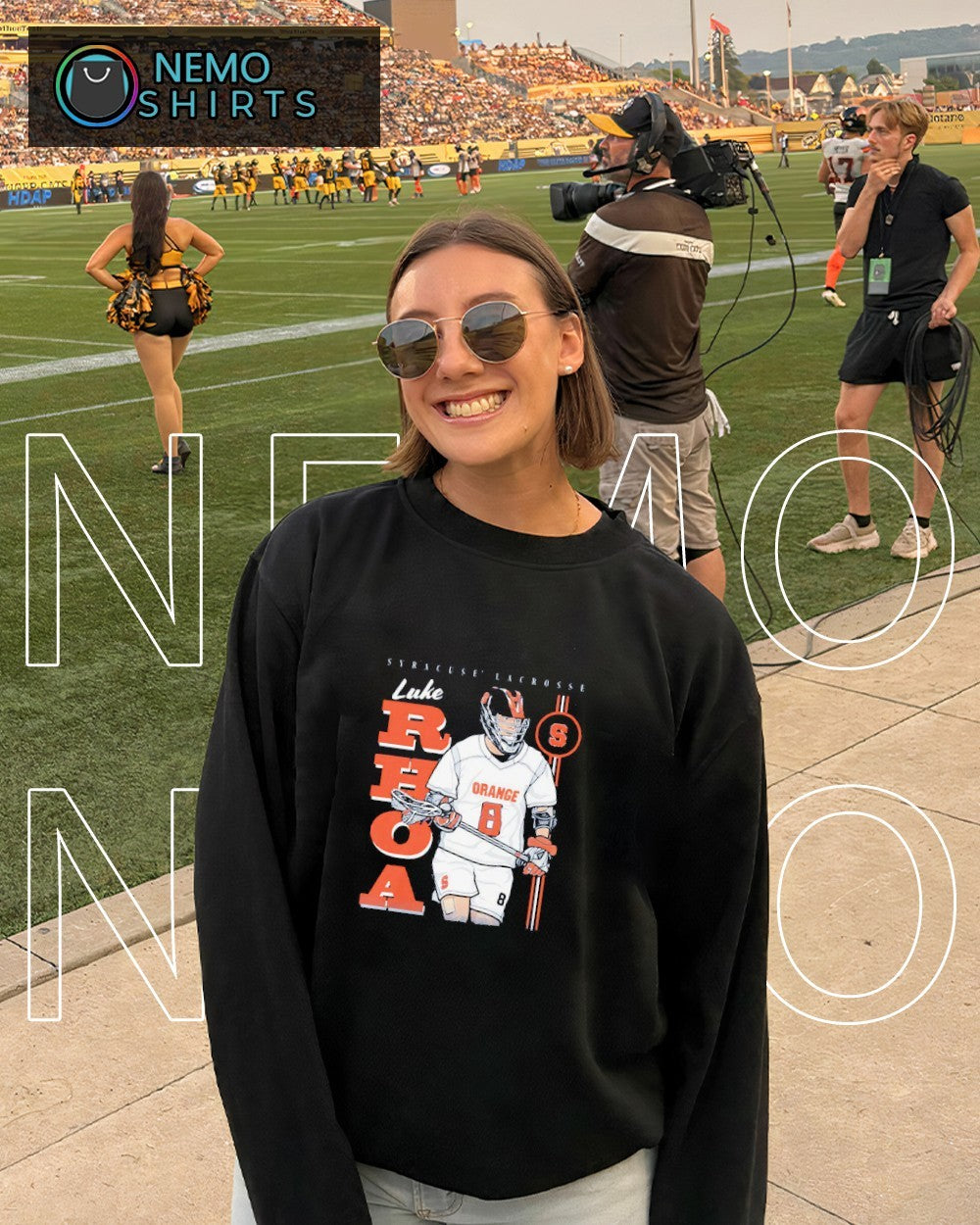 Luke Rhoa Syracuse Orange lacrosse player cartoon shirt