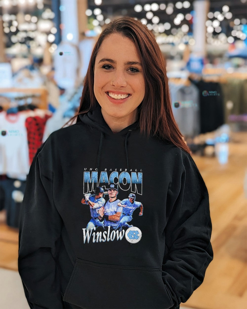 Macon Winslow UNC baseball player retro graphic shirt