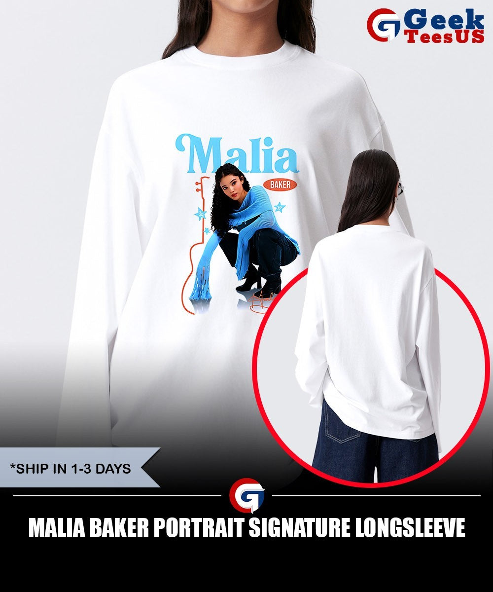 Malia Baker portrait signature shirt