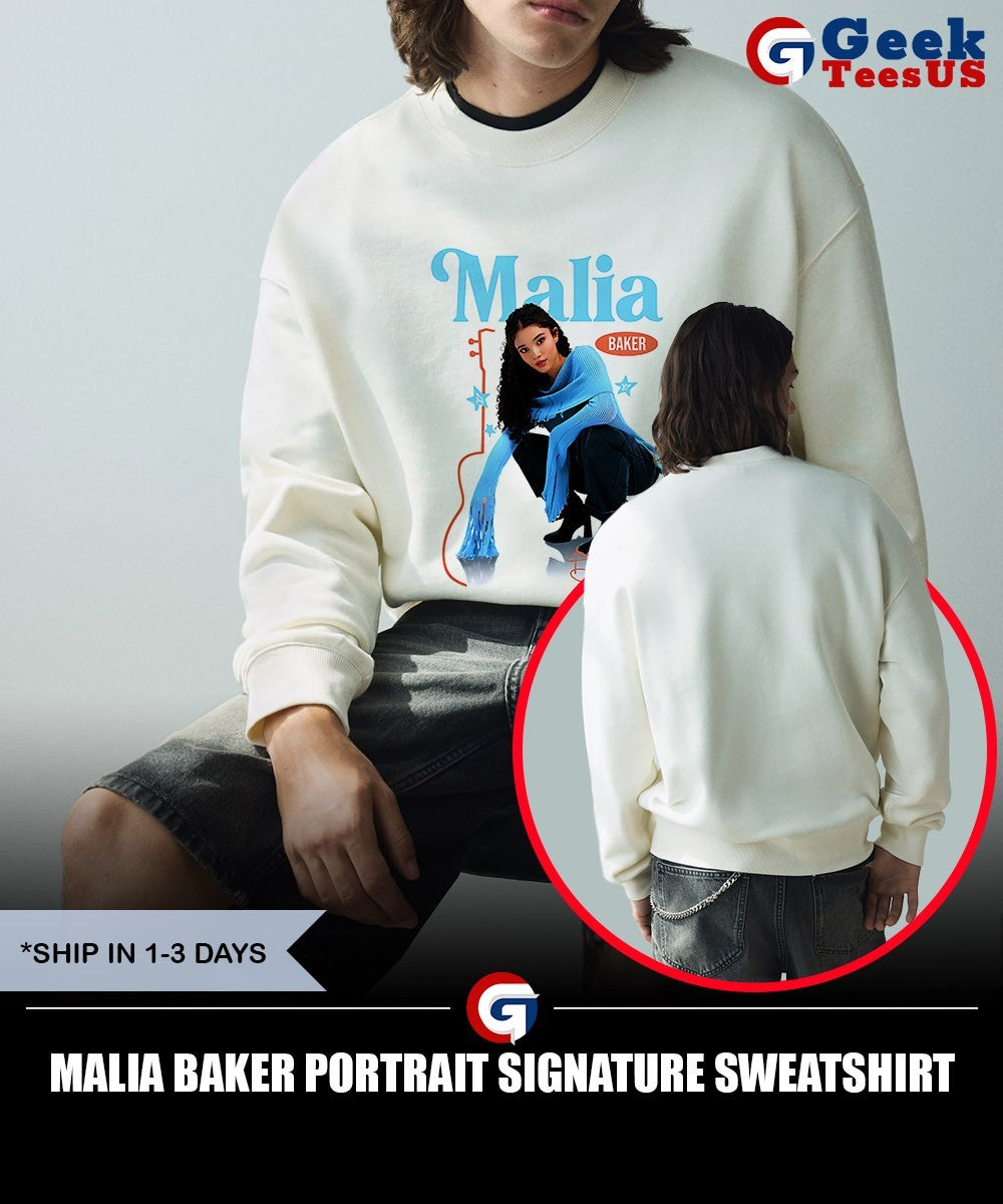 Malia Baker portrait signature shirt