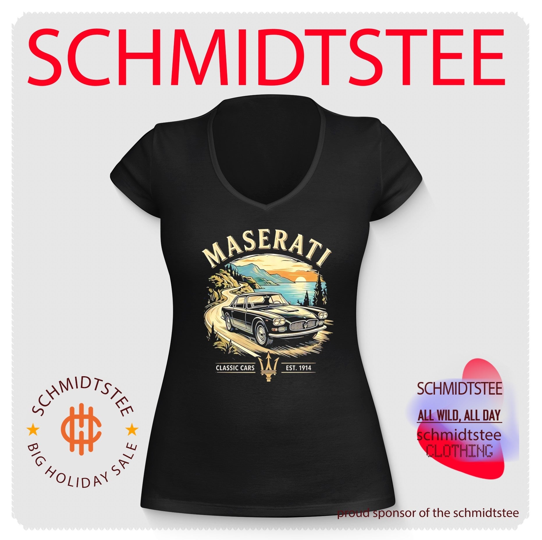 Maserati classic cars est 1914 graphic car shirt