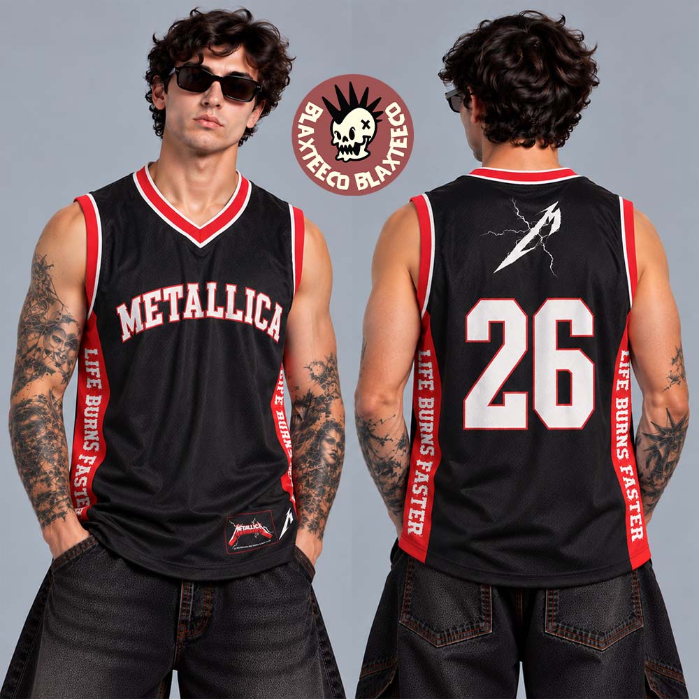 Metallica Life Burns Faster 2026 2027 Las Vegas Merch Live At Sphere Tour Exclusive Basketball Jersey