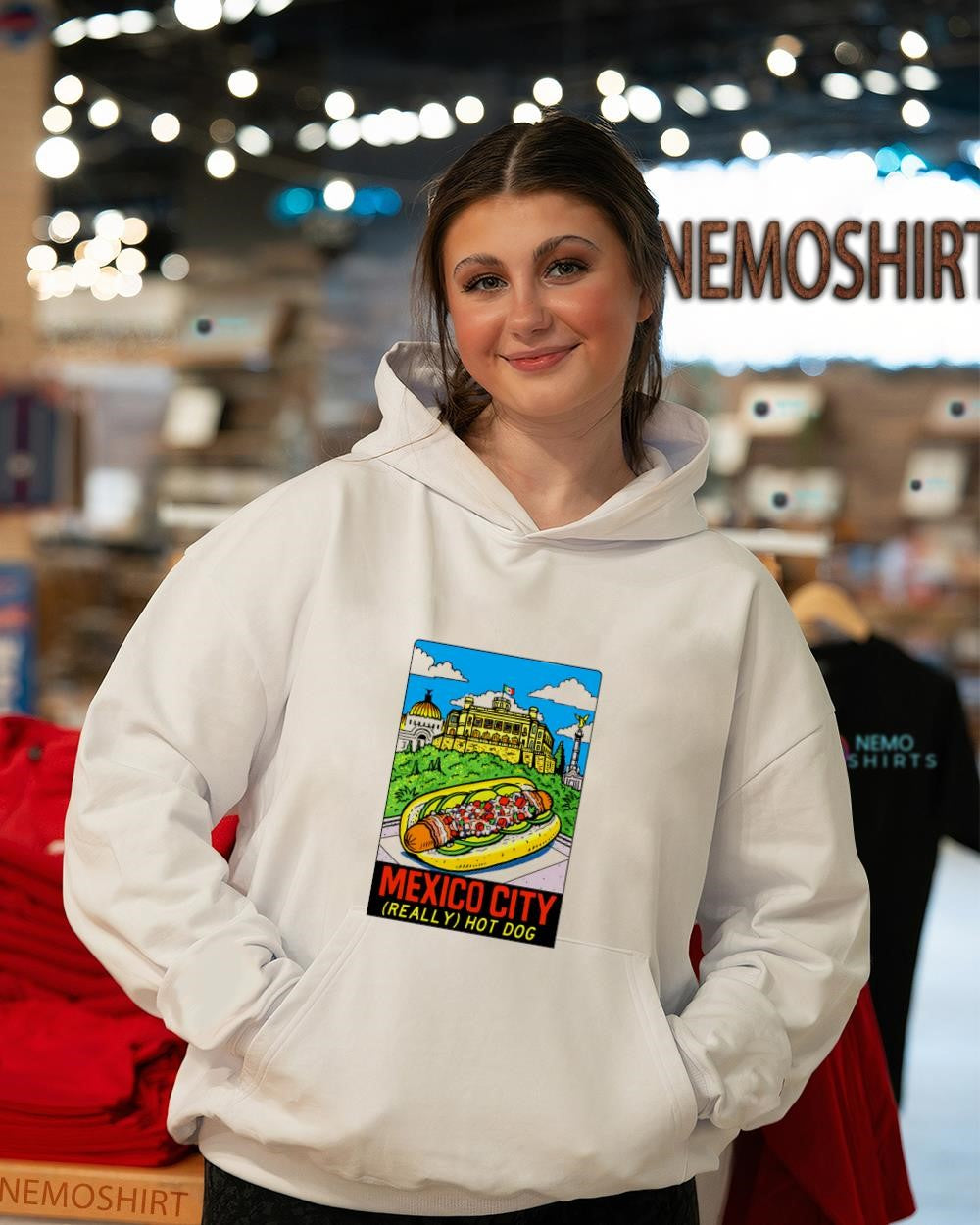 Mexico City landmarks realle hot dog shirt