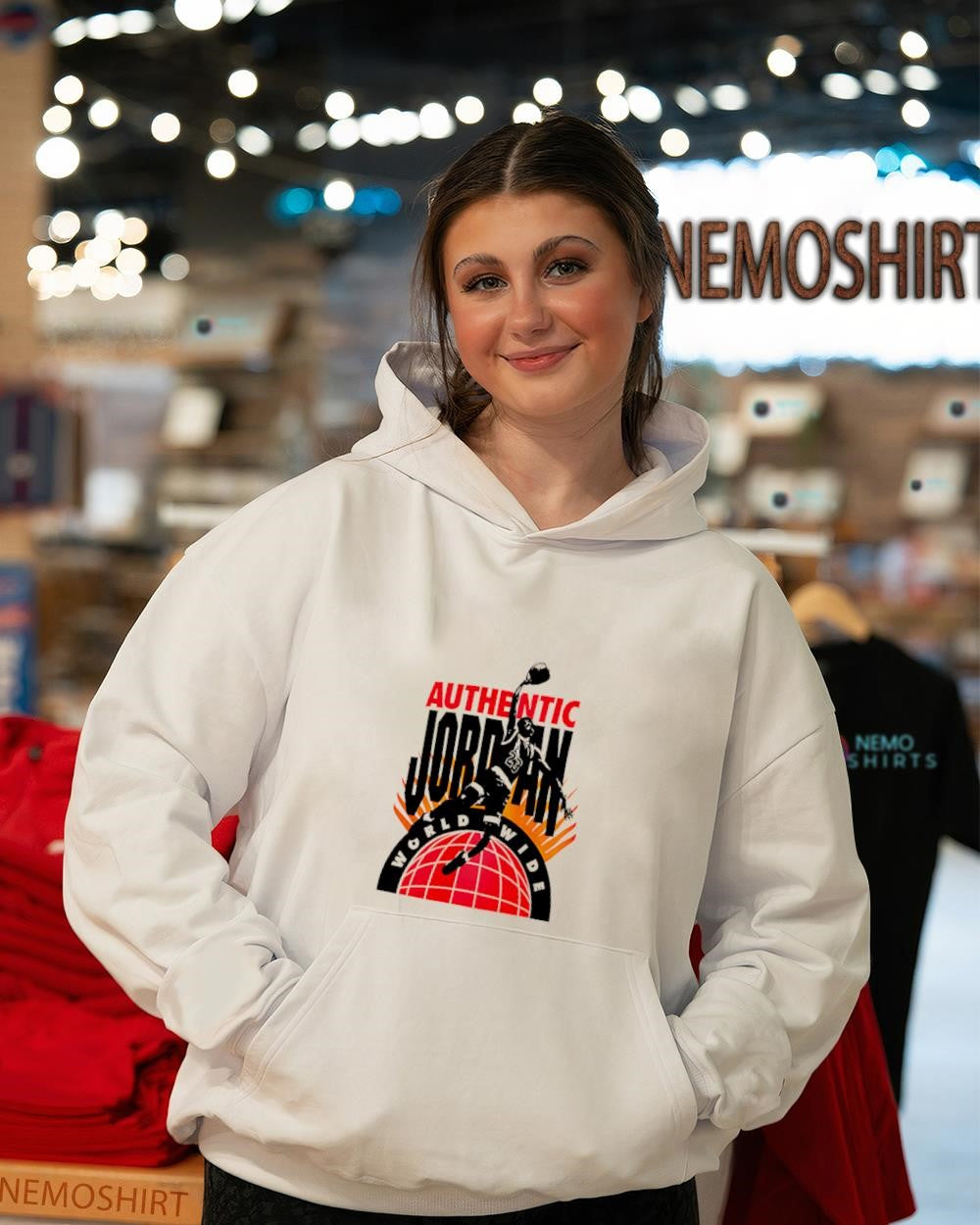 Michael Jordan dunking over authentic world wide shirt