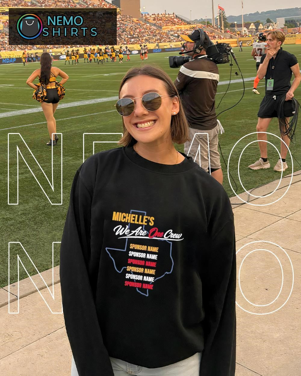 Michelle’s we are one crew sponsorship shirt