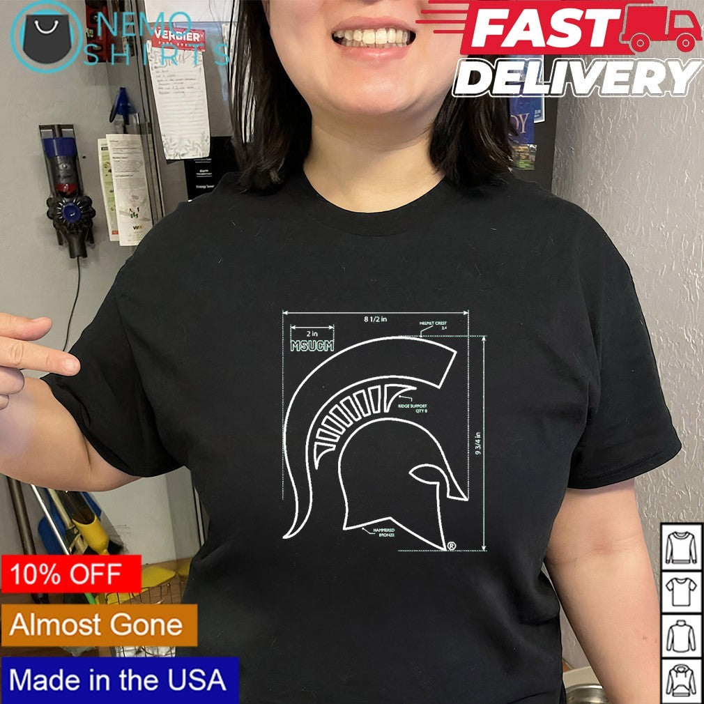 Michigan State Spartan helmet blueprint shirt