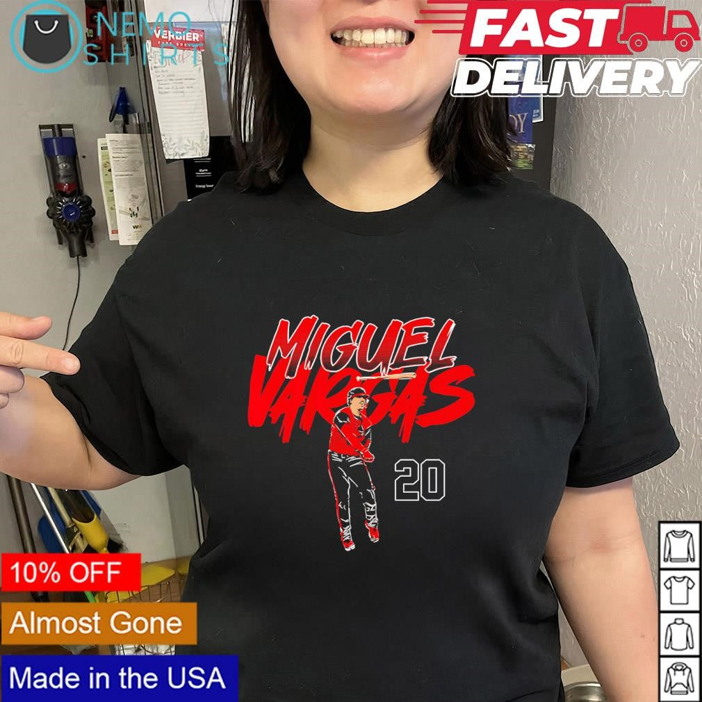 Miguel Vargas slugger swing number 20 history shirt