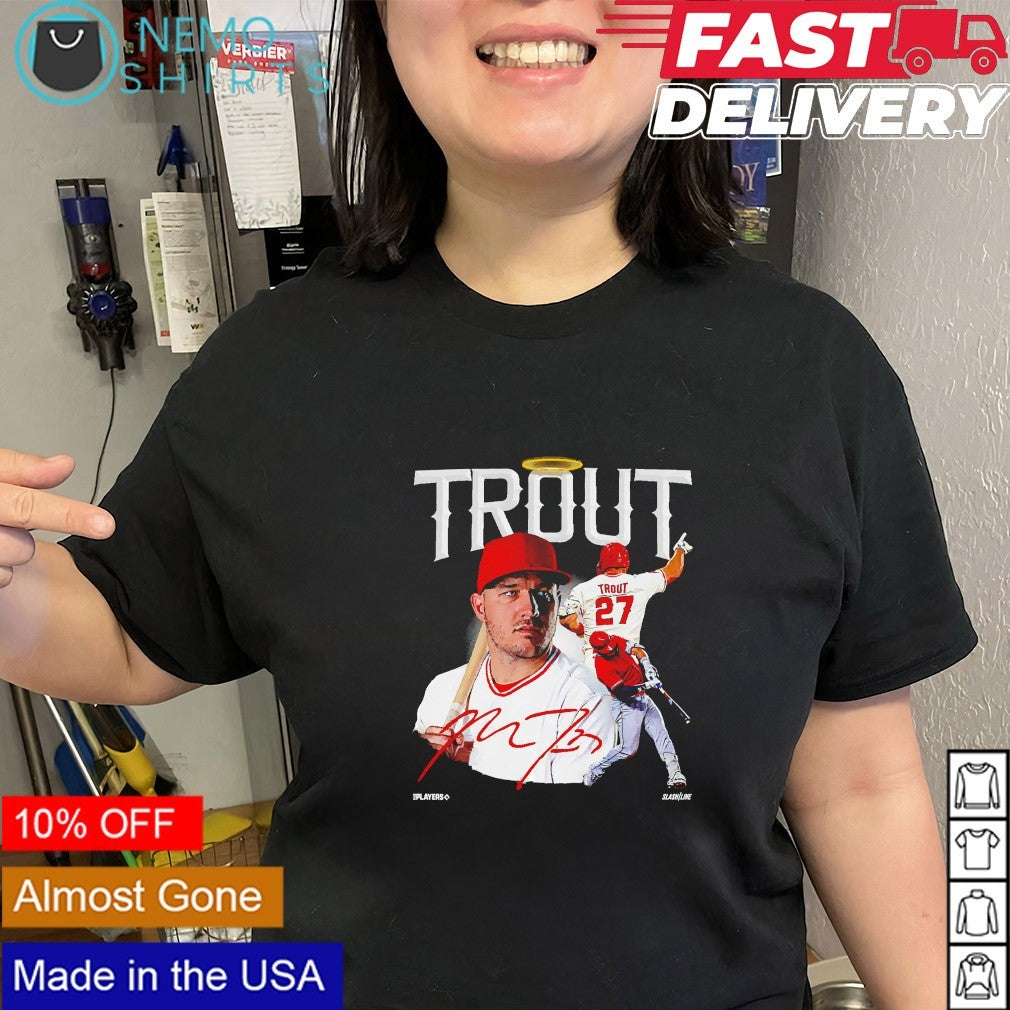 Mike Trout 27 Los Angeles Angels baseball players signature shirt