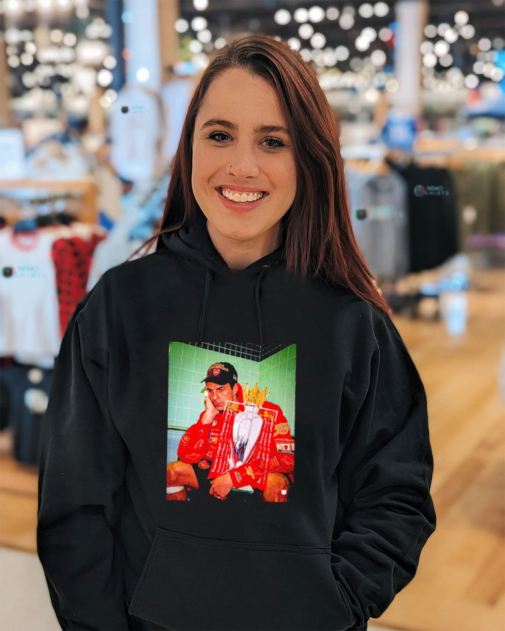 Mikel Arteta Arsenal hug Premier League trophy shirt