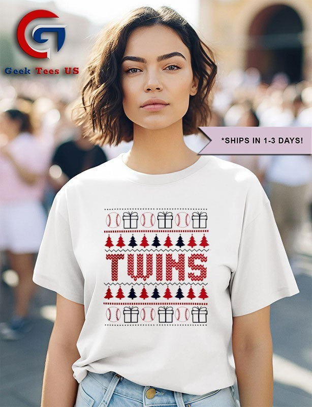 Minnesota Twins baseball trees presents ugly Christmas 2025 shirt