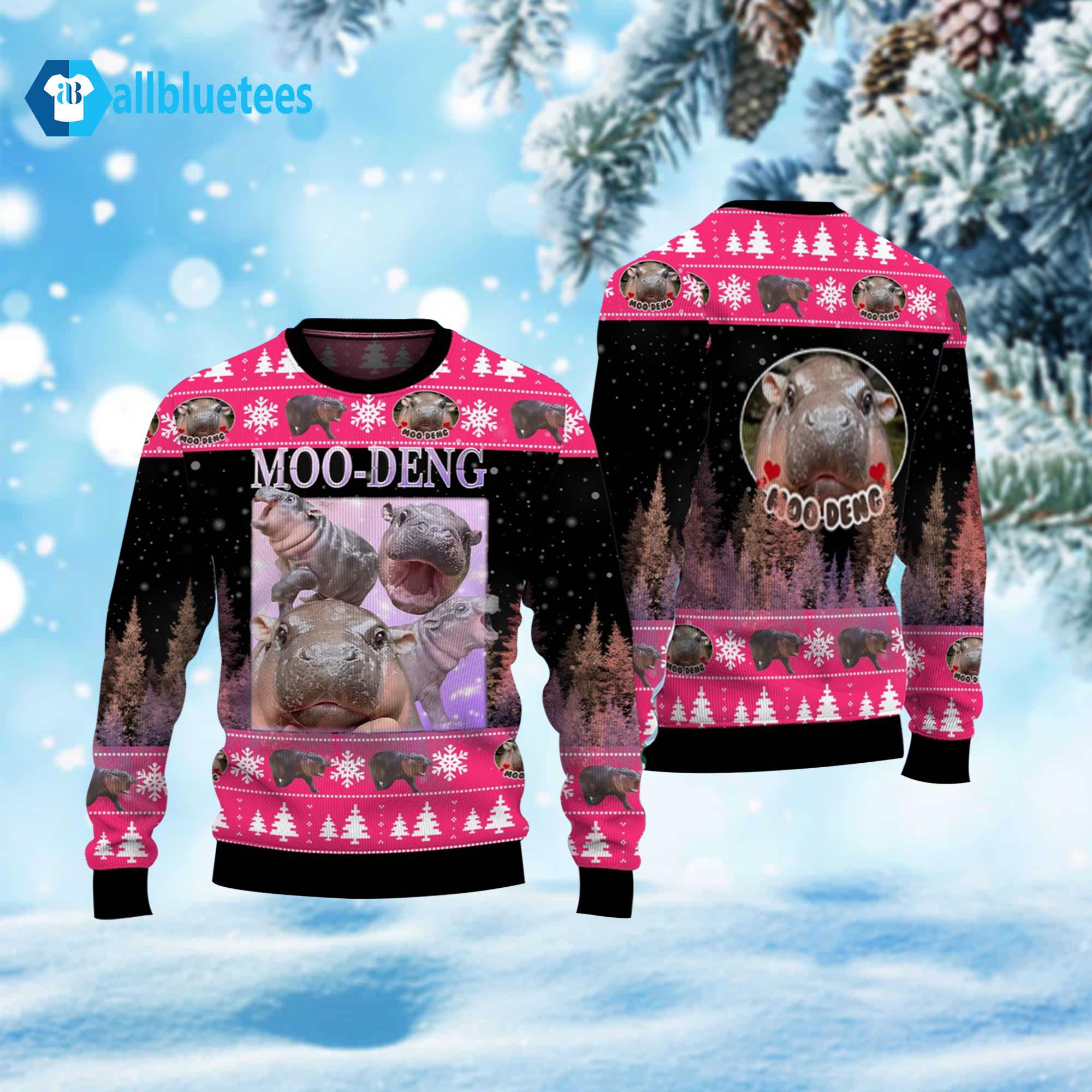 Moo Deng Bouncy Pig Ugly Christmas Sweater