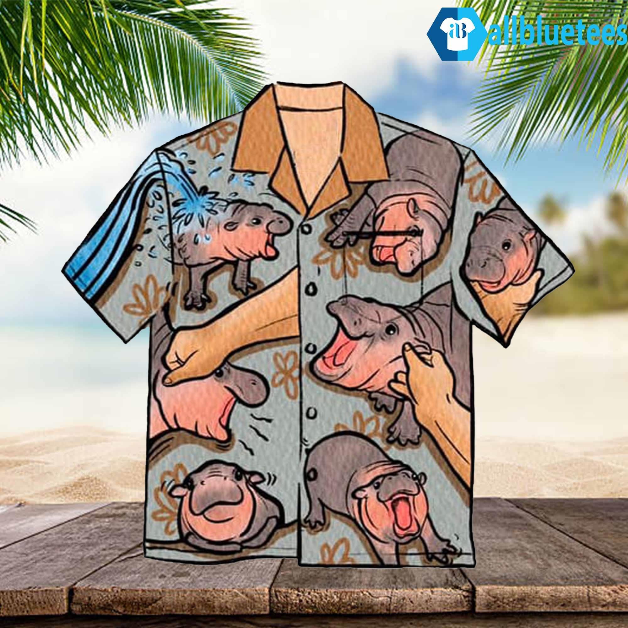 Moo Deng Hippo Hawaiian Shirt