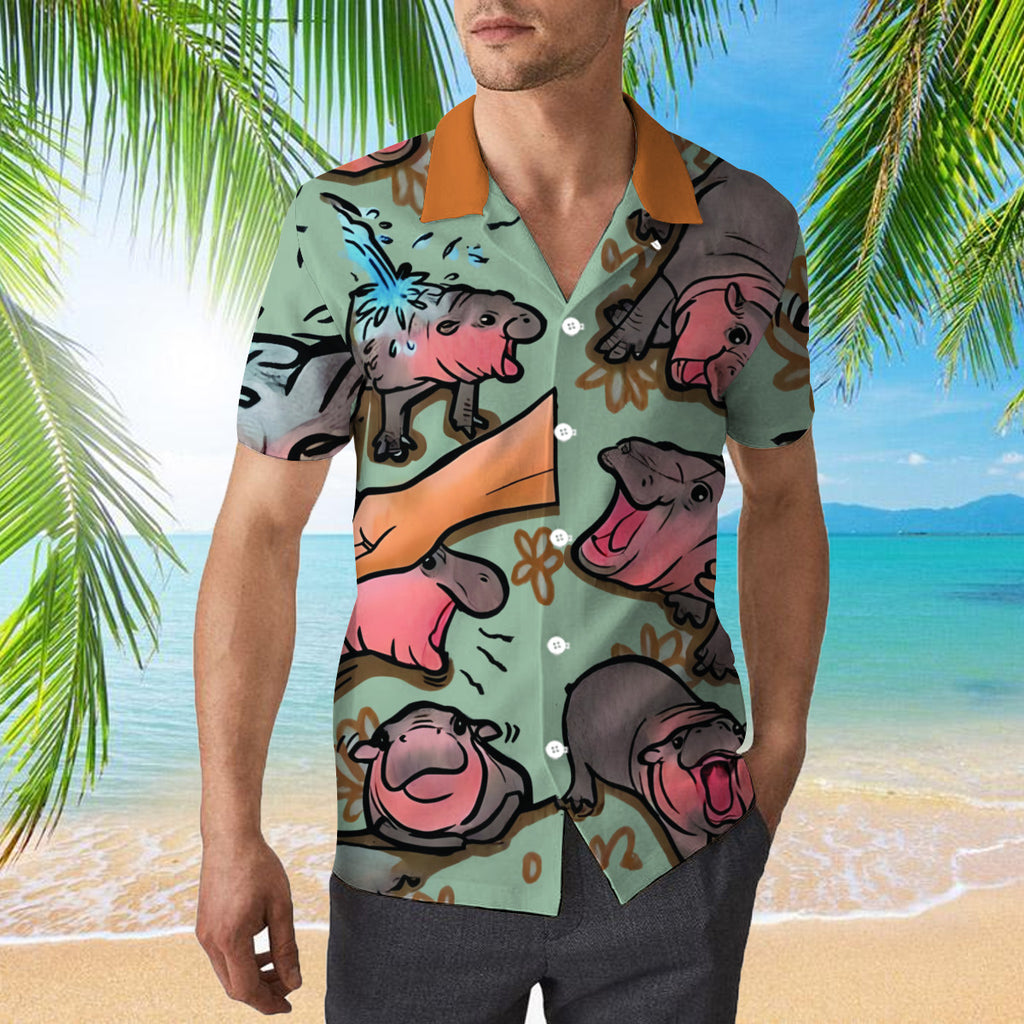 Moo Deng Hippo Hawaiian Shirt