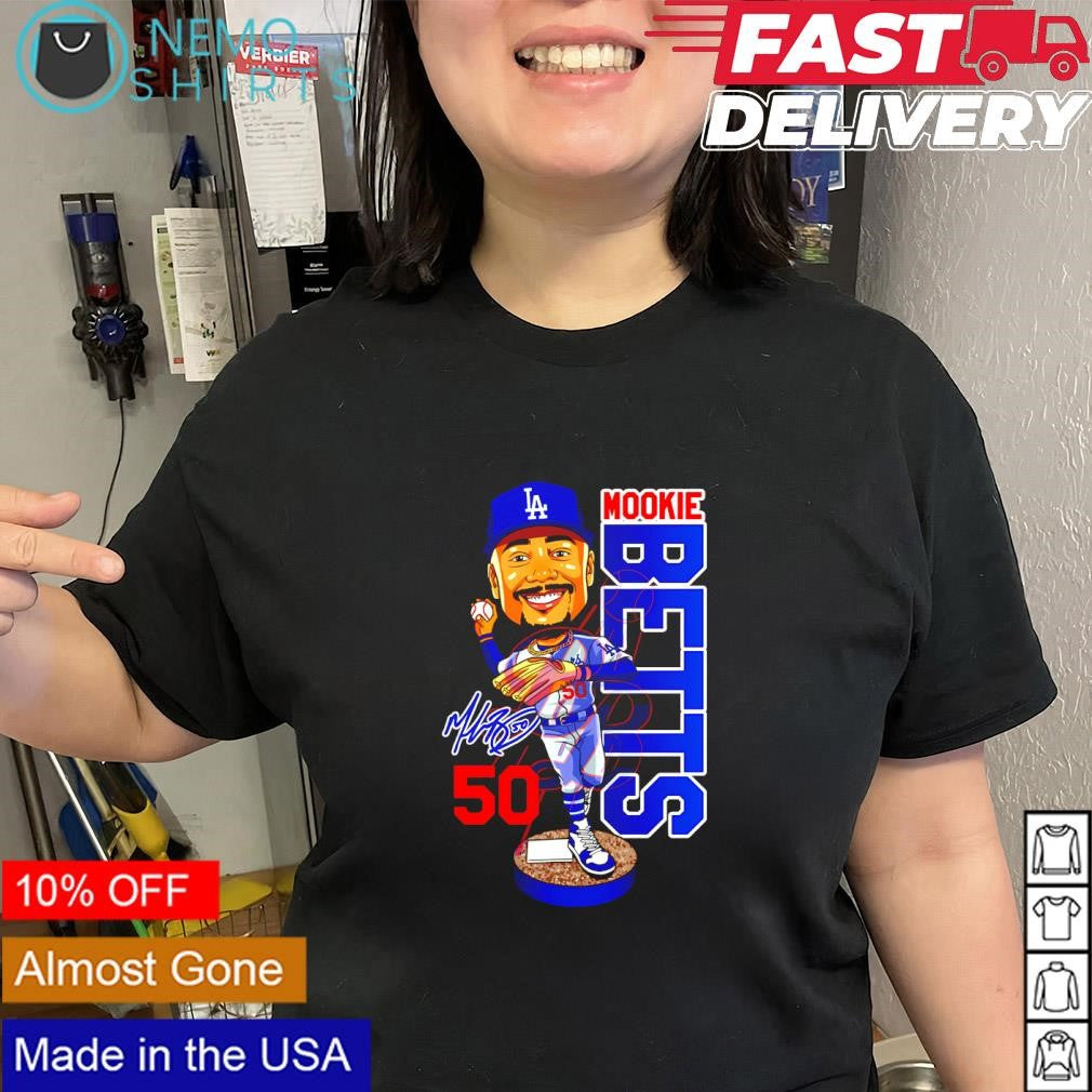 Mookie Betts Los Angeles Dodgers player caricature 50 signature shirt
