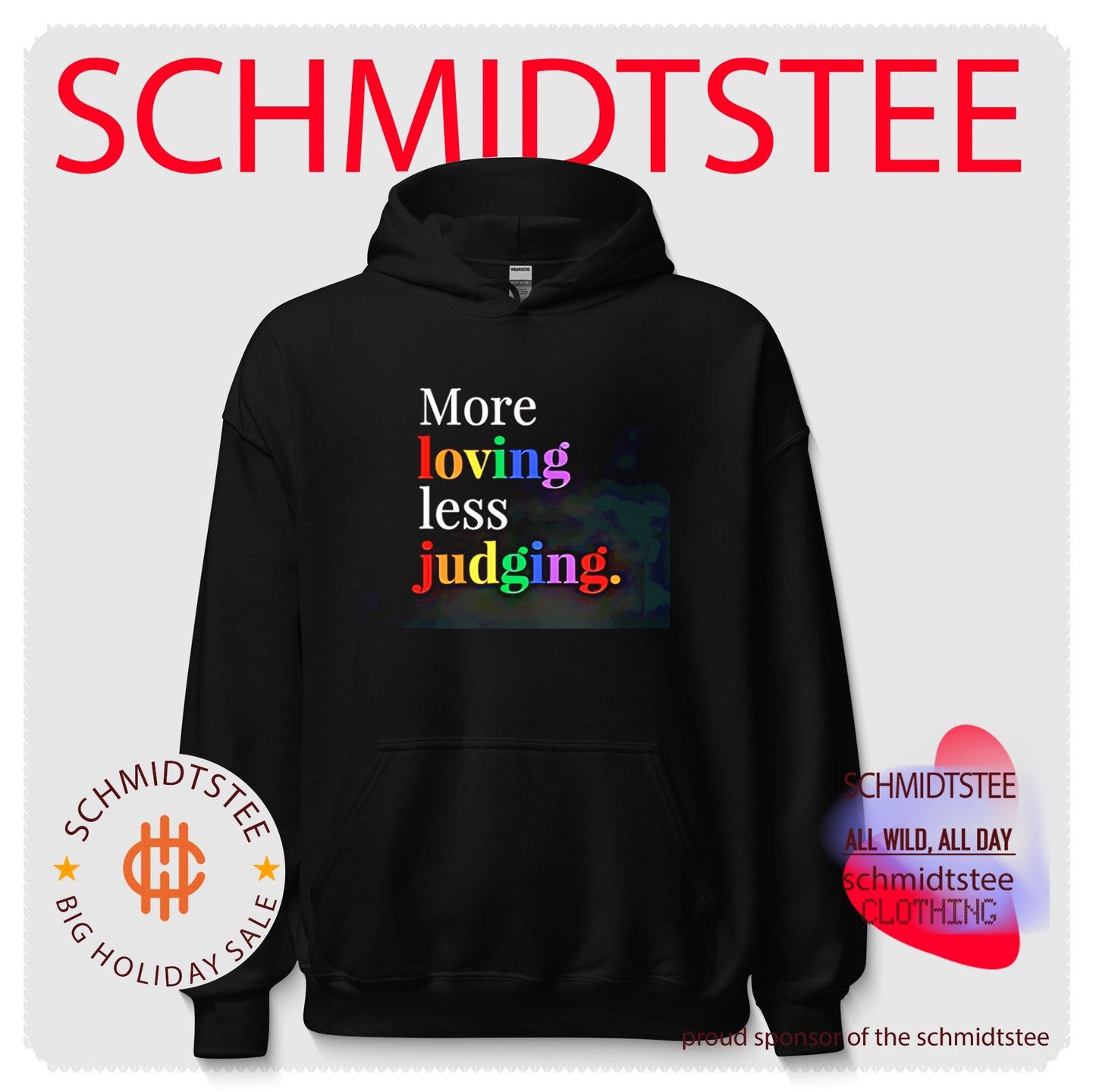 More loving less judging rainbow text shirt