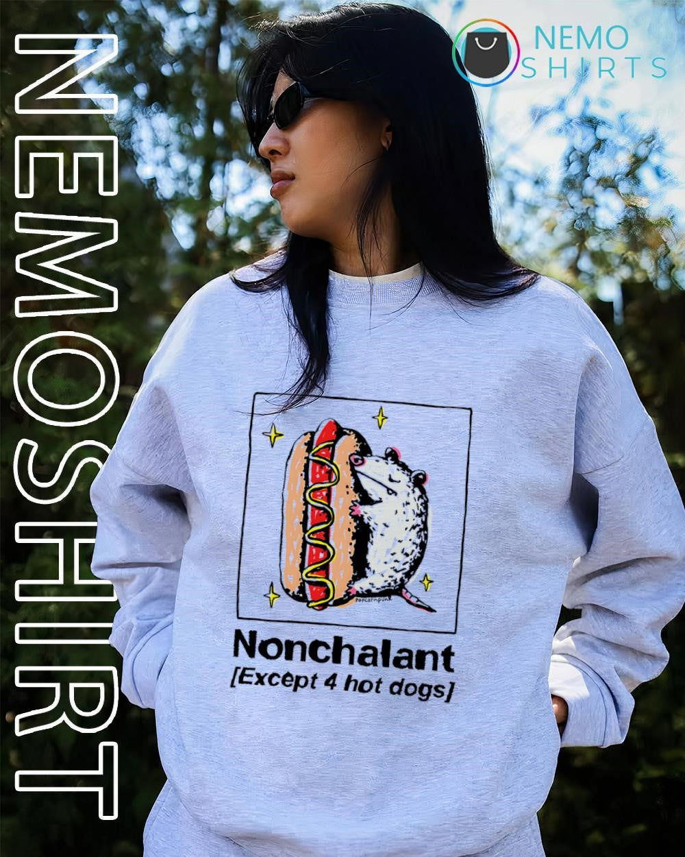 Mouse nonchalant except 4 hot dogs shirt