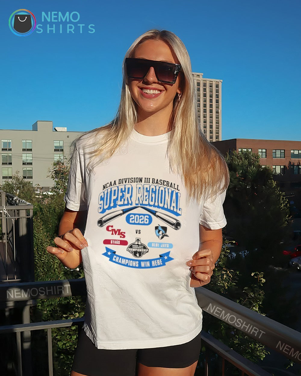 NCAA Division III baseball super regional 2026 CMS Stags vs Blue Jays matchup shirt