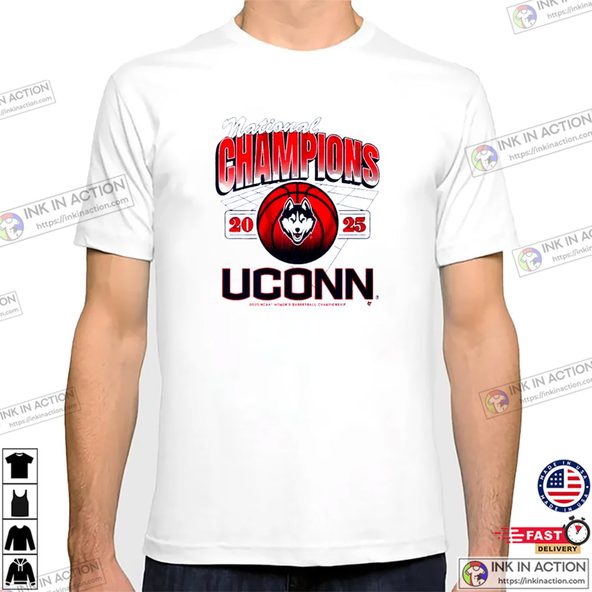 NCAA National Champions 2025 UCONN Huskies Basketball T-shirt